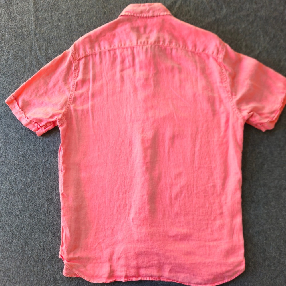 Toscano Medium 100% Linen Shirt Coral Beach Coastal Vacation Travel Preppy EUC - Picture 3 of 11